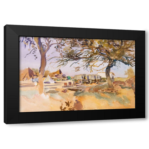 Military Camp Black Modern Wood Framed Art Print with Double Matting by Sargent, John Singer