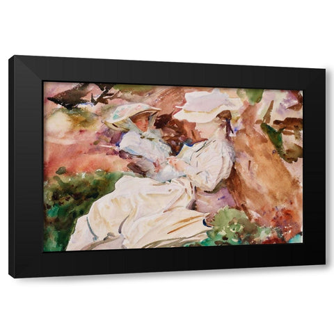 Simplon - Mrs Barnard and her Daughter Dorothy Black Modern Wood Framed Art Print with Double Matting by Sargent, John Singer