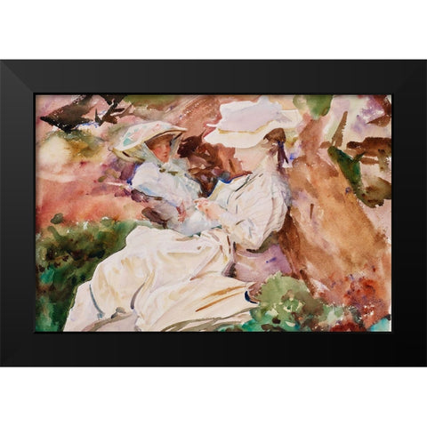 Simplon - Mrs Barnard and her Daughter Dorothy Black Modern Wood Framed Art Print by Sargent, John Singer