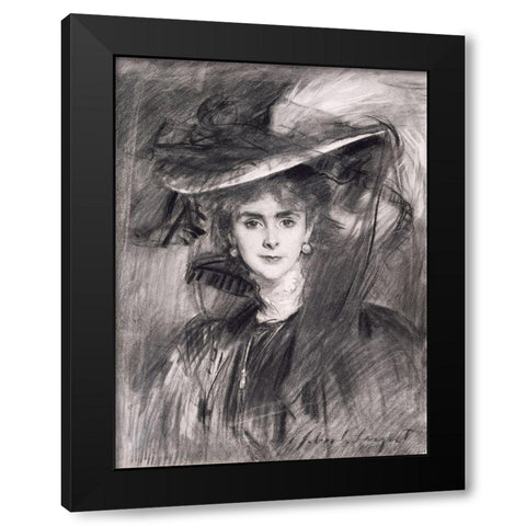 Portrait of the Baroness de Meyer Black Modern Wood Framed Art Print with Double Matting by Sargent, John Singer