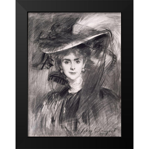 Portrait of the Baroness de Meyer Black Modern Wood Framed Art Print by Sargent, John Singer