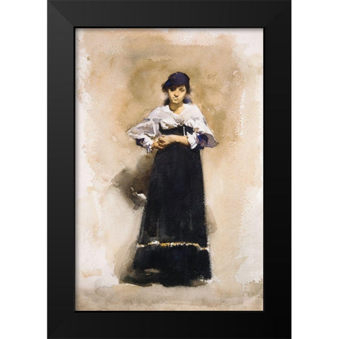 Young Woman with a Black Skirt Black Modern Wood Framed Art Print by Sargent, John Singer