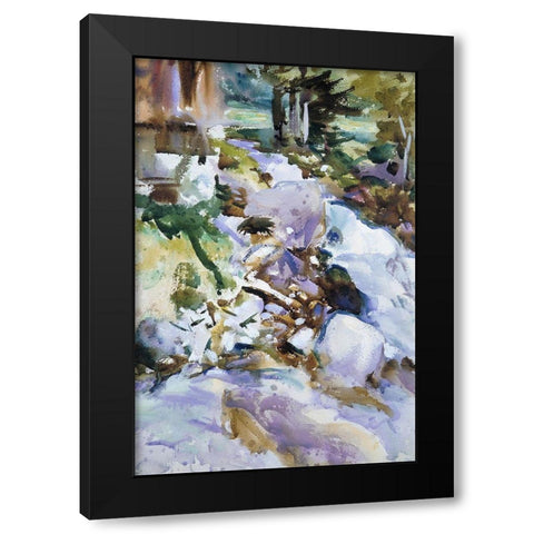 Rushing Brook Black Modern Wood Framed Art Print with Double Matting by Sargent, John Singer