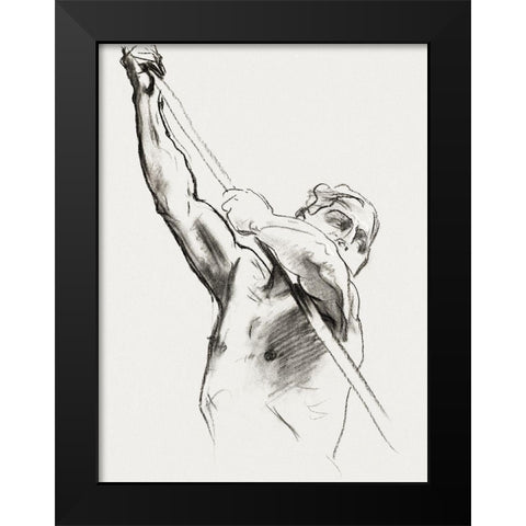 Male Torso with Pole Black Modern Wood Framed Art Print by Sargent, John Singer