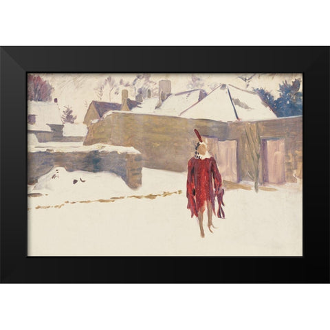 Mannikin in the Snow Black Modern Wood Framed Art Print by Sargent, John Singer