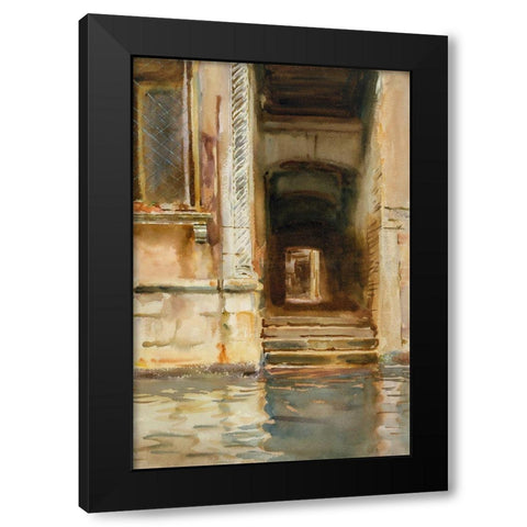 Venetian Passageway Black Modern Wood Framed Art Print with Double Matting by Sargent, John Singer