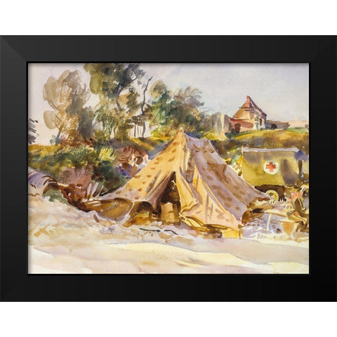 Camp with Ambulance Black Modern Wood Framed Art Print by Sargent, John Singer