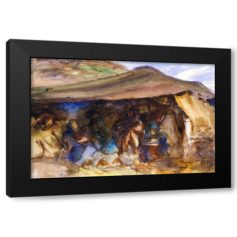Bedouin Tent Black Modern Wood Framed Art Print by Sargent, John Singer