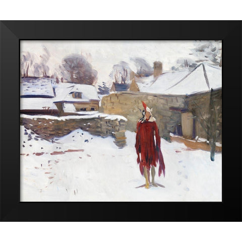 Mannikin in the Snow Black Modern Wood Framed Art Print by Sargent, John Singer