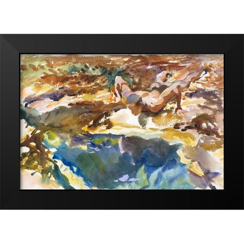 Man and Pool-FloridaÂ  Black Modern Wood Framed Art Print by Sargent, John Singer