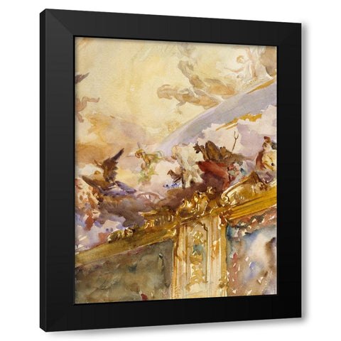 Tiepolo Ceiling-Milan Black Modern Wood Framed Art Print with Double Matting by Sargent, John Singer