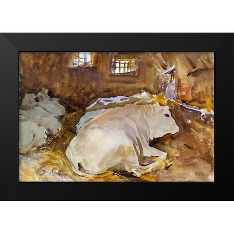Oxen Black Modern Wood Framed Art Print by Sargent, John Singer