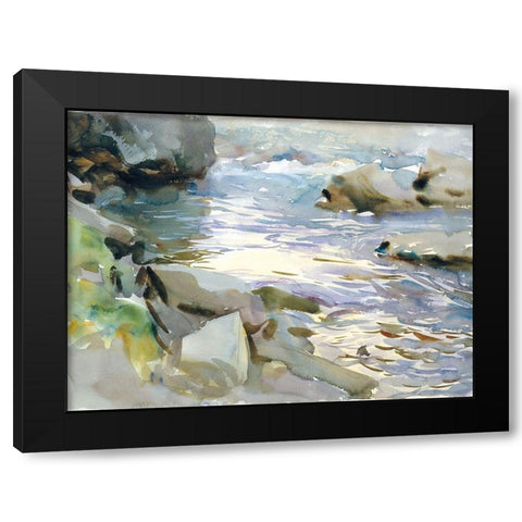 Stream and Rocks Black Modern Wood Framed Art Print with Double Matting by Sargent, John Singer