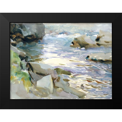 Stream and Rocks Black Modern Wood Framed Art Print by Sargent, John Singer