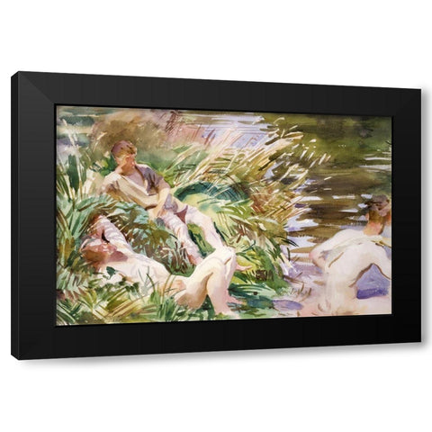 Tommies Bathing Black Modern Wood Framed Art Print by Sargent, John Singer