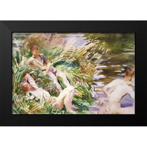 Tommies Bathing Black Modern Wood Framed Art Print by Sargent, John Singer