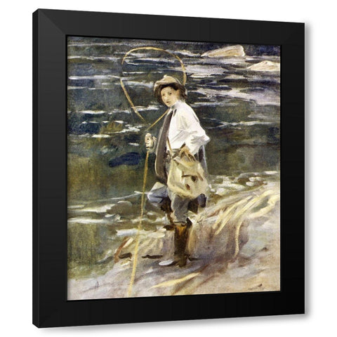 Angling in British Art Through Five Centuries Black Modern Wood Framed Art Print with Double Matting by Sargent, John Singer