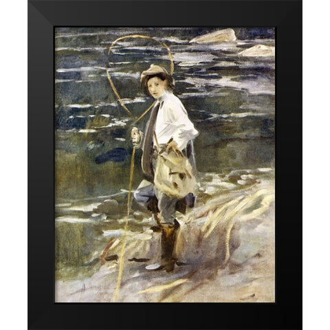 Angling in British Art Through Five Centuries Black Modern Wood Framed Art Print by Sargent, John Singer