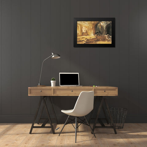 Ruined Cellar Arras Black Modern Wood Framed Art Print by Sargent, John Singer