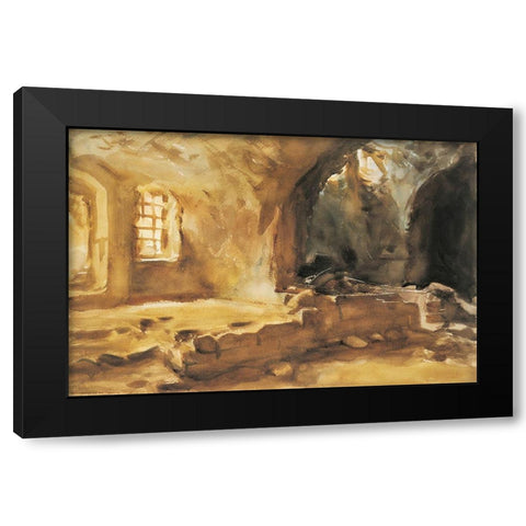 Ruined Cellar Arras Black Modern Wood Framed Art Print with Double Matting by Sargent, John Singer