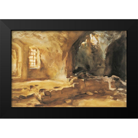 Ruined Cellar Arras Black Modern Wood Framed Art Print by Sargent, John Singer