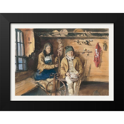 Frau von Allmen and an Unidentified Man in an Interior Black Modern Wood Framed Art Print by Sargent, John Singer