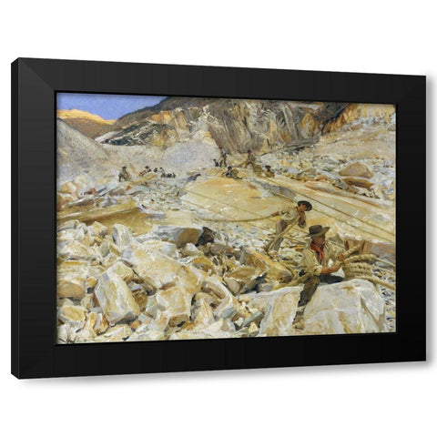 Bringing Down Marble from the Quarries to Carrara Black Modern Wood Framed Art Print with Double Matting by Sargent, John Singer