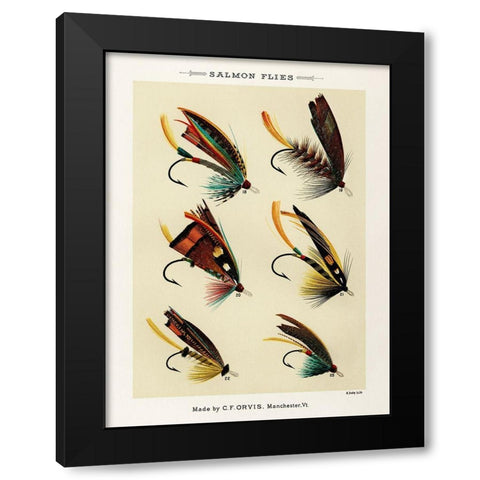 Salmon Fishing Flies II from Favorite Flies and Their Histories Black Modern Wood Framed Art Print by Marbury, Mary Orvis