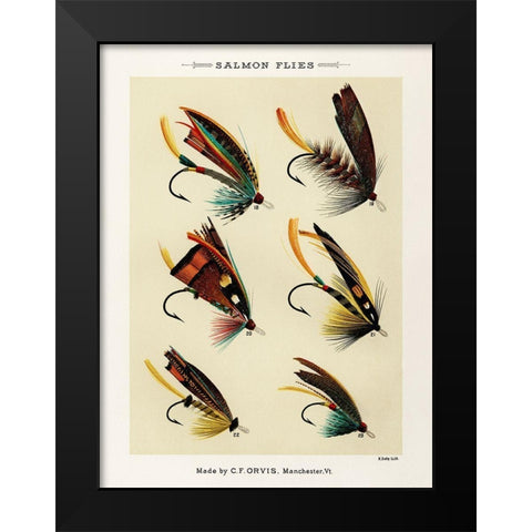 Salmon Fishing Flies II from Favorite Flies and Their Histories Black Modern Wood Framed Art Print by Marbury, Mary Orvis