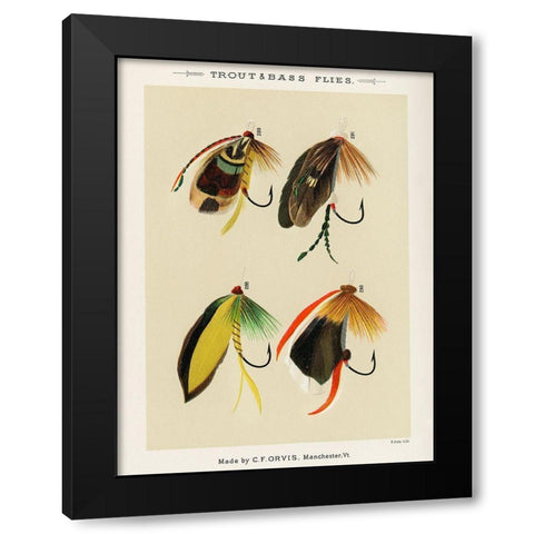 Trout And Bass Fishing Flies from Favorite Flies and Their Histories Black Modern Wood Framed Art Print with Double Matting by Marbury, Mary Orvis