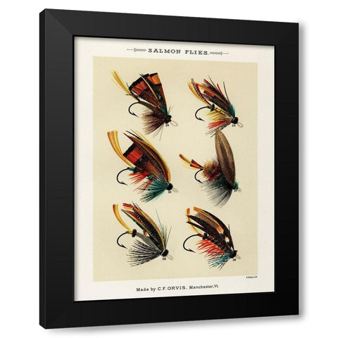 Salmon Fishing Flies III from Favorite Flies and Their Histories Black Modern Wood Framed Art Print by Marbury, Mary Orvis