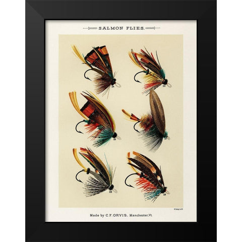 Salmon Fishing Flies III from Favorite Flies and Their Histories Black Modern Wood Framed Art Print by Marbury, Mary Orvis