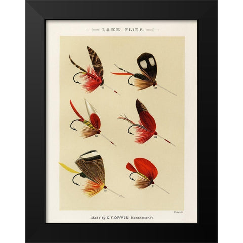 Lake Fishing Flies I from Favorite Flies and Their Histories Black Modern Wood Framed Art Print by Marbury, Mary Orvis