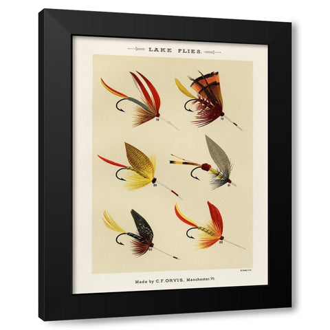 Lake Fishing Flies II from Favorite Flies and Their Histories Black Modern Wood Framed Art Print with Double Matting by Marbury, Mary Orvis