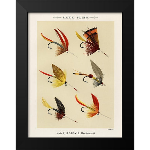 Lake Fishing Flies II from Favorite Flies and Their Histories Black Modern Wood Framed Art Print by Marbury, Mary Orvis