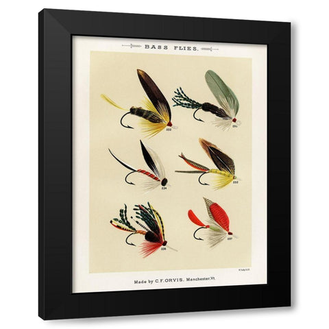 Bass Fishing Flies IV from Favorite Flies and Their Histories Black Modern Wood Framed Art Print by Marbury, Mary Orvis