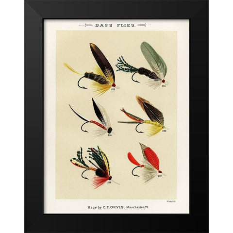 Bass Fishing Flies IV from Favorite Flies and Their Histories Black Modern Wood Framed Art Print by Marbury, Mary Orvis