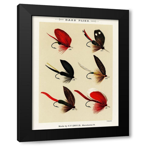 Bass Fishing Flies V from Favorite Flies and Their Histories Black Modern Wood Framed Art Print with Double Matting by Marbury, Mary Orvis