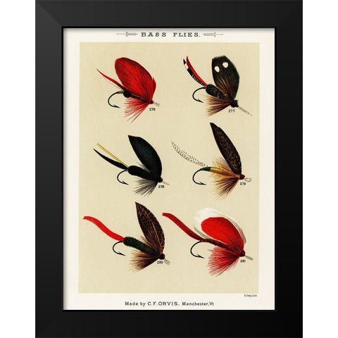 Bass Fishing Flies V from Favorite Flies and Their Histories Black Modern Wood Framed Art Print by Marbury, Mary Orvis