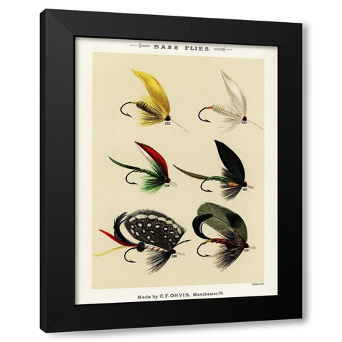 Bass Fishing Flies VI from Favorite Flies and Their Histories Black Modern Wood Framed Art Print by Marbury, Mary Orvis