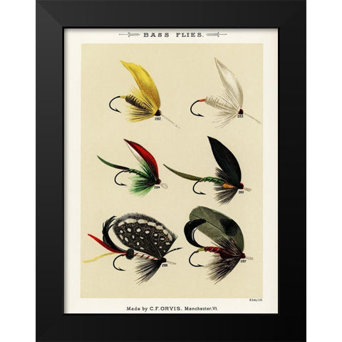 Bass Fishing Flies VI from Favorite Flies and Their Histories Black Modern Wood Framed Art Print by Marbury, Mary Orvis