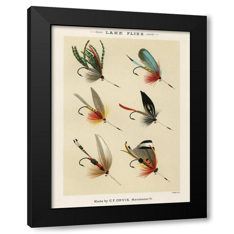 Lake Fishing Flies III from Favorite Flies and Their Histories Black Modern Wood Framed Art Print by Marbury, Mary Orvis