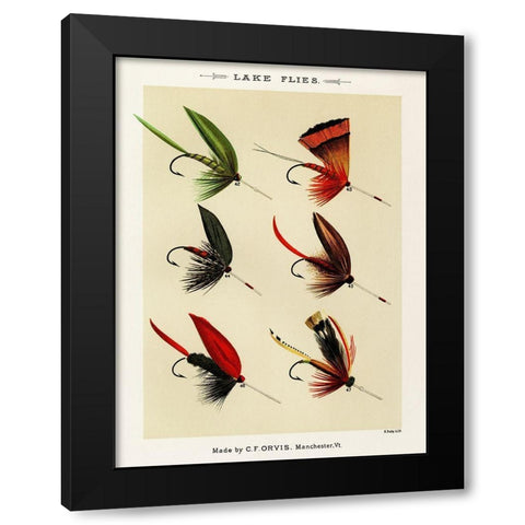 Lake Fishing Flies IV from Favorite Flies and Their Histories Black Modern Wood Framed Art Print by Marbury, Mary Orvis