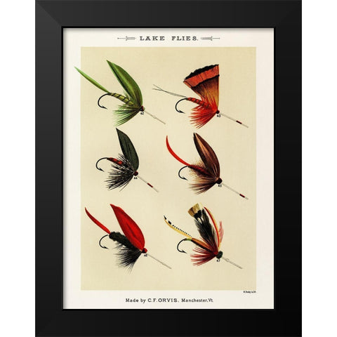 Lake Fishing Flies IV from Favorite Flies and Their Histories Black Modern Wood Framed Art Print by Marbury, Mary Orvis