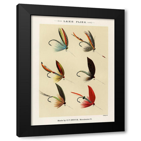 Lake Fishing Flies V from Favorite Flies and Their Histories Black Modern Wood Framed Art Print by Marbury, Mary Orvis
