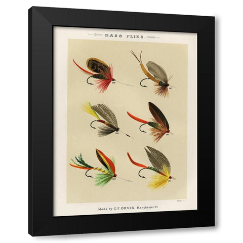Bass Fishing Flies VII from Favorite Flies and Their Histories Black Modern Wood Framed Art Print by Marbury, Mary Orvis