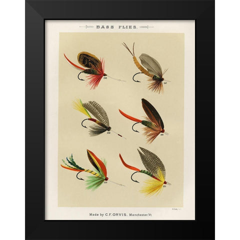 Bass Fishing Flies VII from Favorite Flies and Their Histories Black Modern Wood Framed Art Print by Marbury, Mary Orvis
