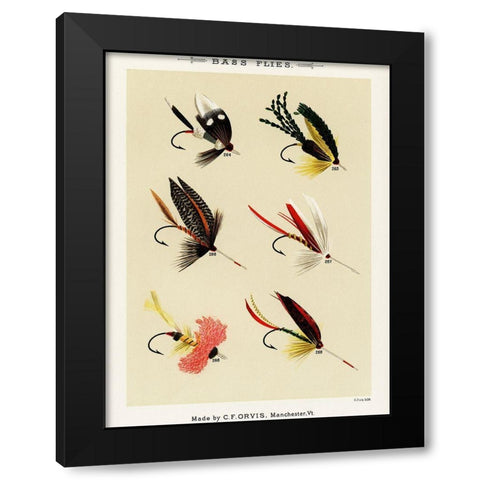 Bass Fishing Flies VIII from Favorite Flies and Their Histories Black Modern Wood Framed Art Print by Marbury, Mary Orvis