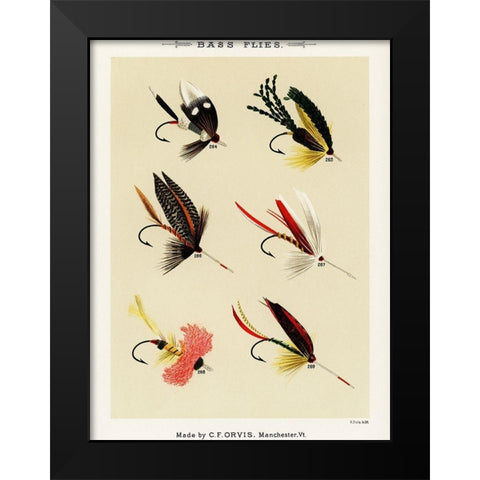 Bass Fishing Flies VIII from Favorite Flies and Their Histories Black Modern Wood Framed Art Print by Marbury, Mary Orvis