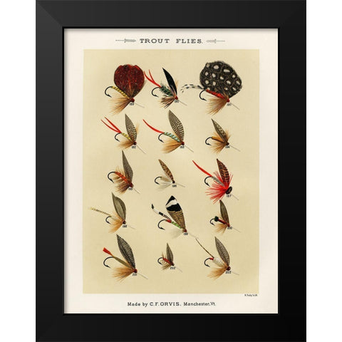 Trout Fishing Flies III from Favorite Flies and Their Histories Black Modern Wood Framed Art Print by Marbury, Mary Orvis
